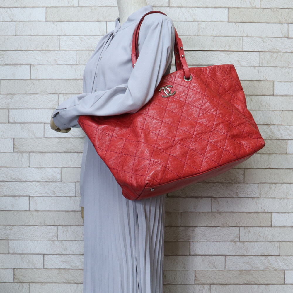 Chanel Bag The Wild Stitch Tote On Road Red Leather